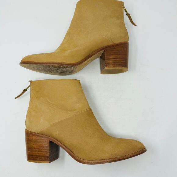 Nisolo Dari Ankle Boots Tan Leather Zip Stacked Heel Almond Toe Size 10 - Picture 10 of 16